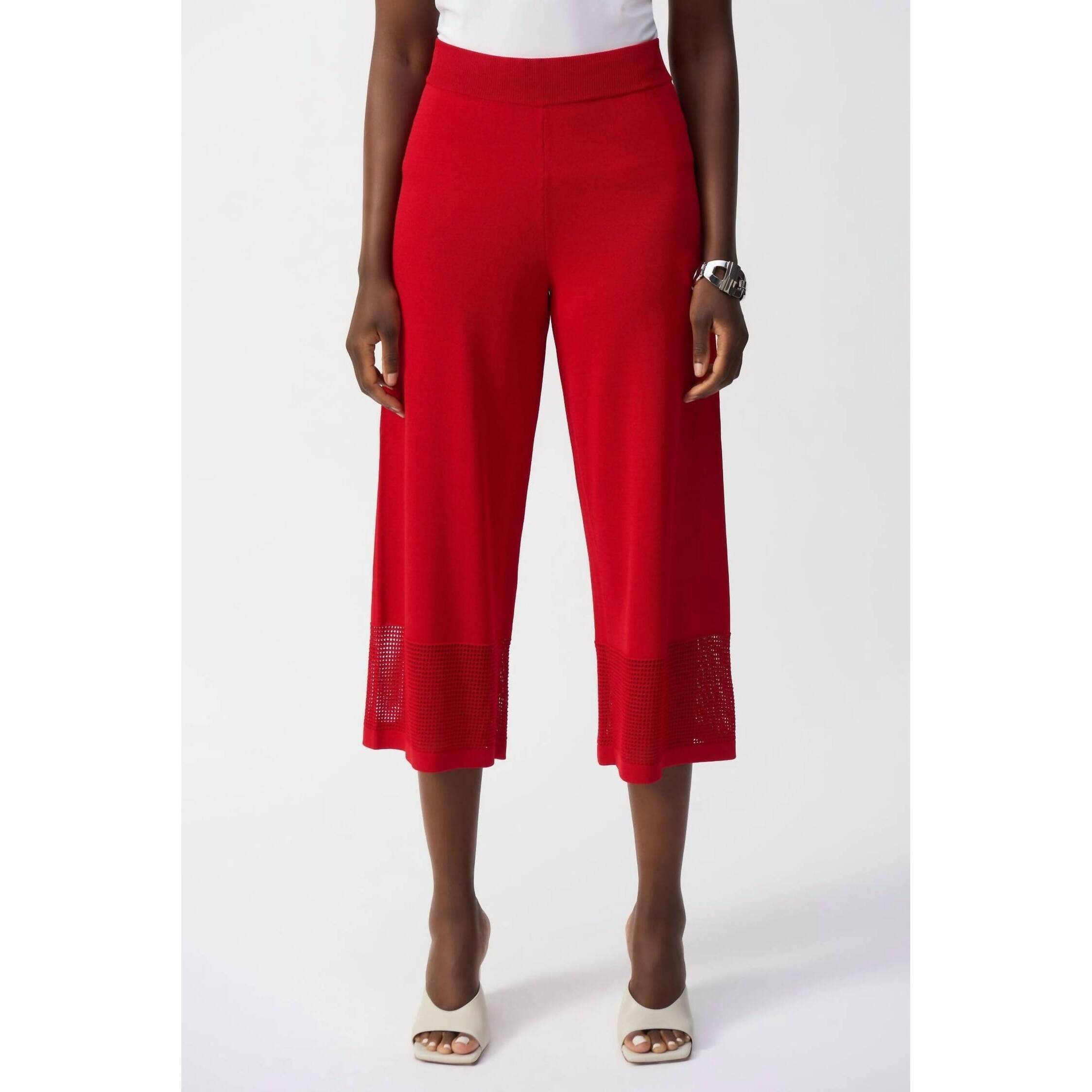 New Joseph Ribkoff Sweater Knit Culotte Trousers In Radiant Red